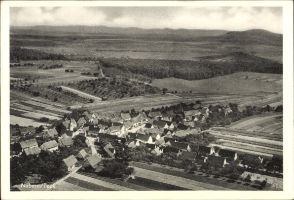 Postcard Nabern Kirchheim unter Teck Württemberg, landscape view of Teck, hilly fields, Dorfans