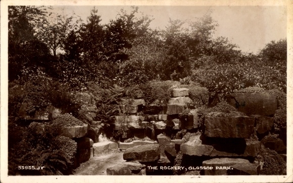 Ak Glossop Derbyshire England, The Rockery, Glossop Park