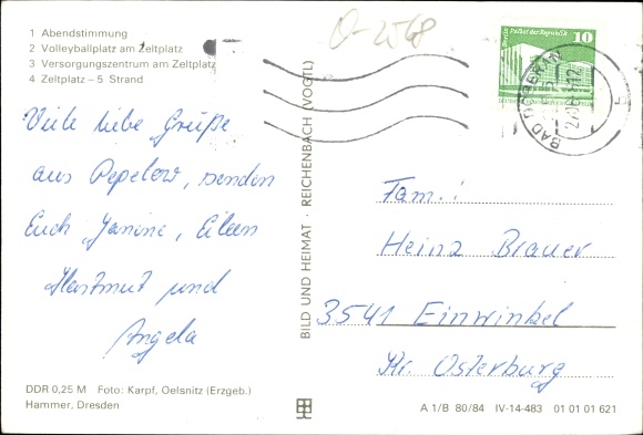 Postcard Pepelow Am Salzhaff, campsite, volleyball court, beach, sea
