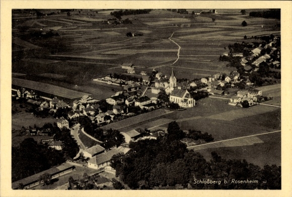 Postcard Schloßberg (near Rosenheim) Stephanskirchen Upper Bavaria, aerial photograph