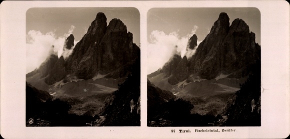 Stereo photo South Tyrol, Fischleintal, Zwölfer, mountains, Dolomites