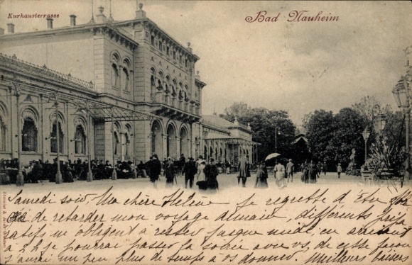 Postcard Bad Nauheim in Hesse, Kurhaus terrace
