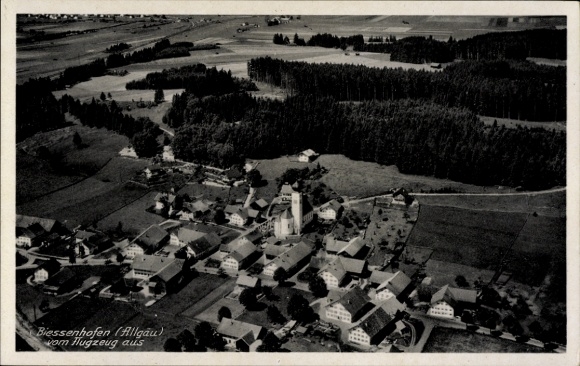 Postcard Biessenhofen in Ostallgäu, aerial photograph
