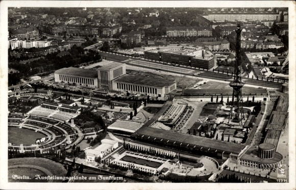 Ak Berlin Charlottenburg, Kurfürstendamm, Ausschnitt der Ausstellungsgelände am Funkturm