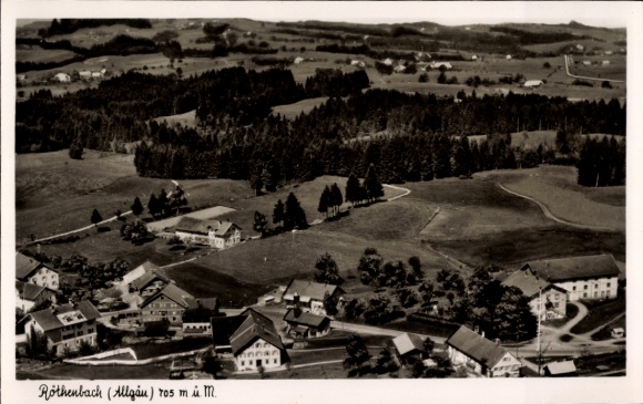 Ak Röthenbach im Allgäu, landschapsfoto van Allgäu, 705 m boven zeeniveau. NN, zwart-wit