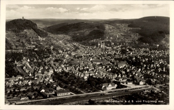 Ak Heppenheim an der Bergstraße, Fliegeraufnahme