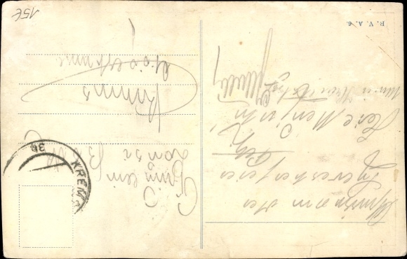 Postcard Reichsverband anchor, cornflowers, Reichsverband for the promotion of economical construction methods