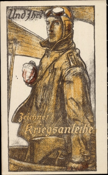 Artist Postcard Erler, And you?, Subscribes to war bonds, Fighter pilot