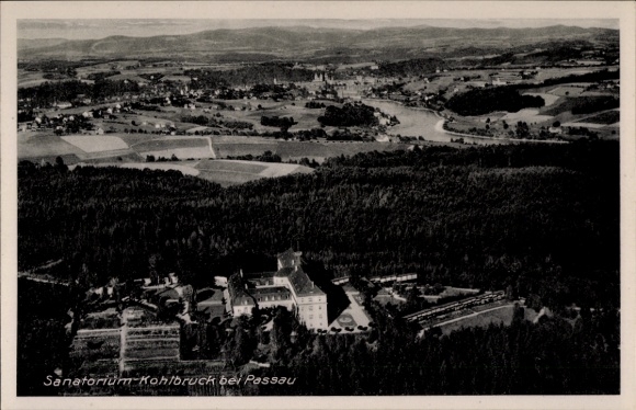 Postcard Kohlbruck Passau in Lower Bavaria, aerial photograph, sanatorium