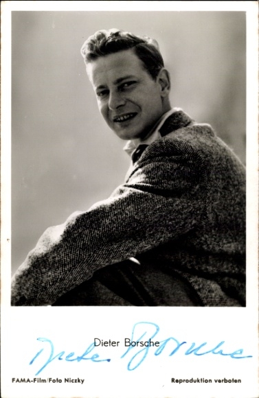 Postcard actor Dieter Borsche, portrait, autograph, jacket, collar, Dr. Holl