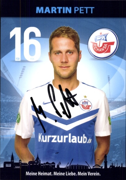 Autograph card footballer Martin Pett, FC Hansa Rostock, autograph