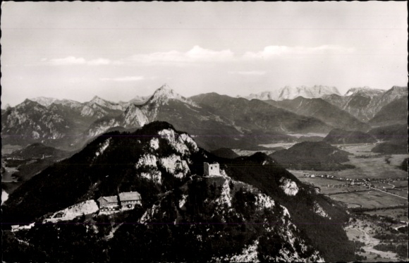 Postcard Pfronten in Allgäu Bavaria, Falkenstein Castle, aerial photograph