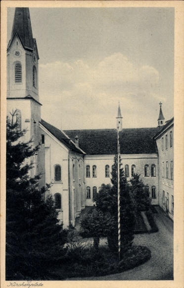 Postcard Zangberg in Upper Bavaria, Educational Institute of the Salesian Sisters of St. Joseph, Kirchenplatz