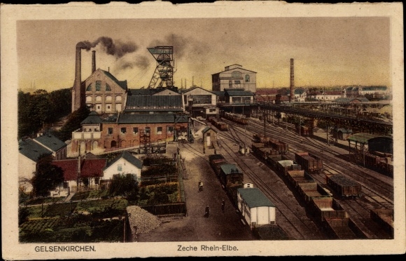 KP Gelsenkirchen w Zagłębiu Ruhry, kopalnia Rhein Elbe, tory kolejowe