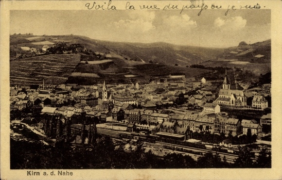Ak Kirn an der Nahe, Panoramablick auf Kirn, Weinberge, Kirche, historische Gebäude