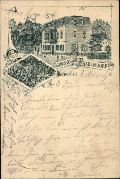 Chromo-Litho Frauendorf Frohburg Saxony, stop, inn