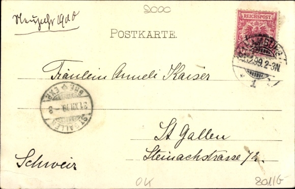 Postcard Hamburg Eimsbüttel Harvestehude, Mittelweg, tram