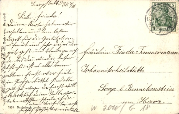 Postcard Hamburg Wandsbek Bergstedt, Pastorate
