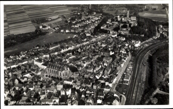 Postcard Friedberg in Hessen, aerial photograph