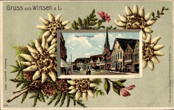 Präge Litho Winsen an der Luhe, Marktstraße, Edelweiß