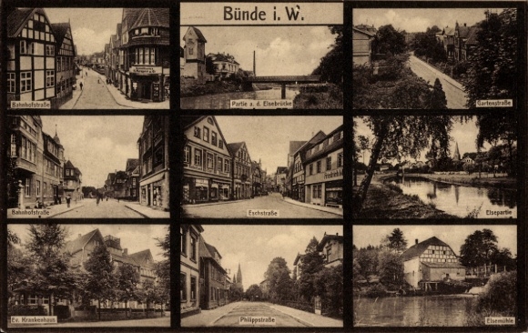 Ak Bünde in Westfalen, Strassenansichten, Krankenhaus, Elsemühle