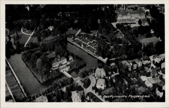 Postcard Bad Pyrmont in Lower Saxony, aerial photograph