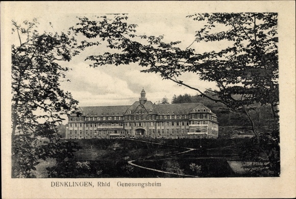 Postcard Denklingen in the Rhineland, view over the park to the convalescent home