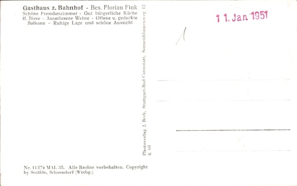 Postcard Hetzbach Oberzent in the Odenwald, Gasthaus zum Bahnhof, aerial photograph