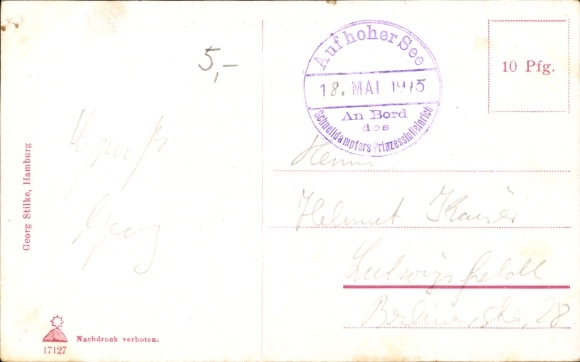Postcard Steamer Princess Heinrich, HAPAG Seaside Resort Service