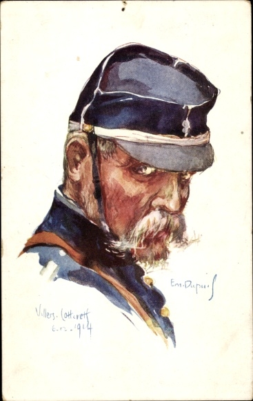 Kunstenaar Ak Dupuis, E., Franse soldaat, portret