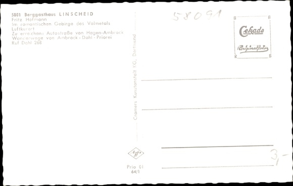 Postcard Ambrock Hagen in Westphalia, Berggasthaus Linscheid, half-timbered houses