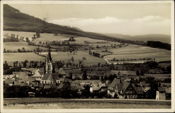 Postcard Tann in the Rhön East Hesse, Berta home and church