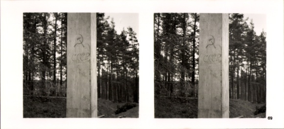 Stereo image photo "The Führer's soldiers in the field", No. 69, Russian border post