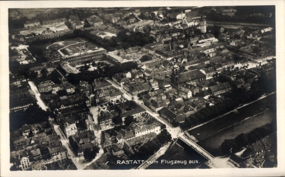 Postcard Rastatt in the Black Forest Baden, aerial photograph