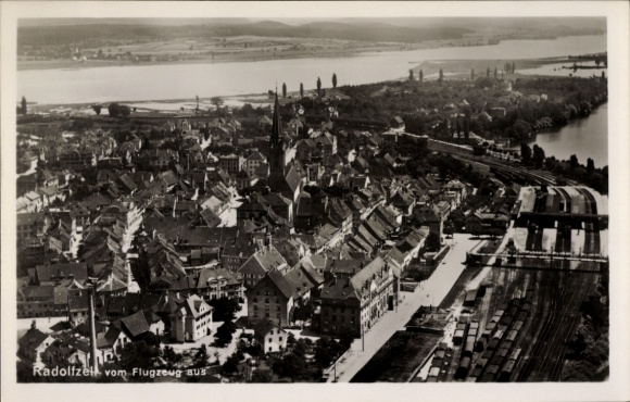 Postcard Radolfzell am Bodensee, aerial photograph