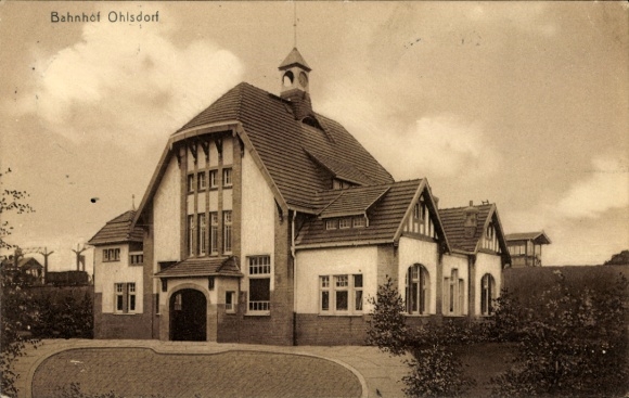 Postcard Hamburg Ohlsdorf, train station, street side