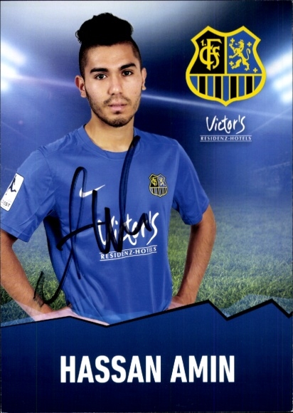 Autograph card footballer Hassan Amin, 1. FC Saarbrücken, autograph