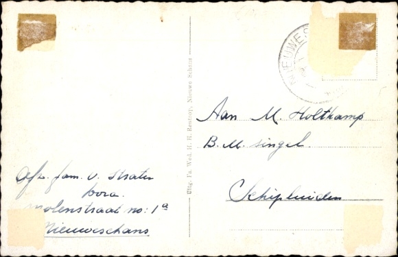 Postcard Nieuweschans Nieuwe Schans Groningen Netherlands, Marechaussee barracks, windmill