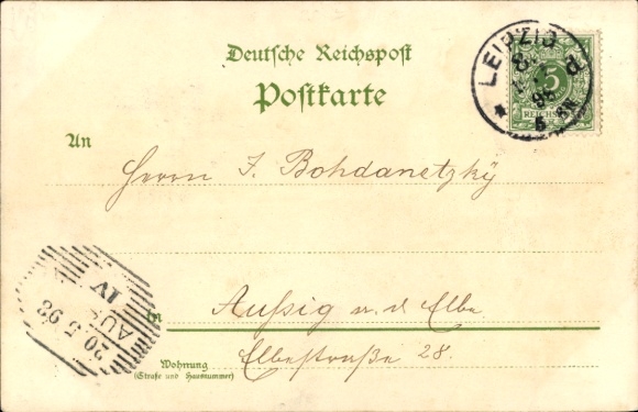 litho Leipzig, Saksische Thüringer Industrie- en Handelstentoonstelling 1897, klederdracht, dorp