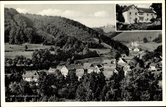 Postcard Urft Steinfeld Kall in the Eifel in North Rhine-Westphalia, Landschulheim, panorama of the town