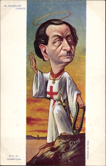 Artist Postcard Sirat, French Writer François Coppée, Dreyfus Affair, Caricature