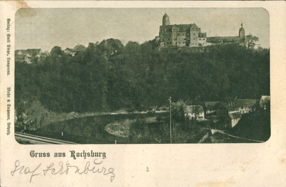 Postcard Rochsburg Lunzenau in Saxony, partial view