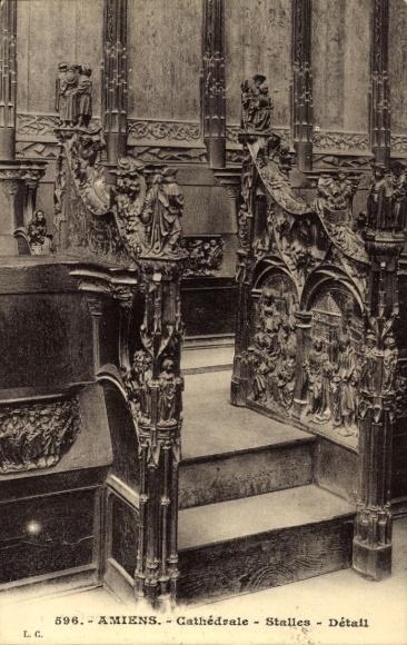 Ak Amiens Somme,  Kathedrale, Stühle, Detail