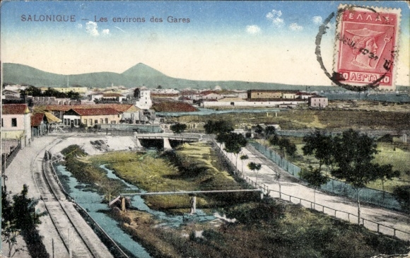 Postcard Thessaloniki Greece, Les environs des Gares