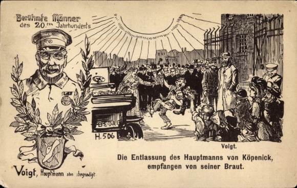 Artist Postcard Berlin Köpenick, famous men of the 20th century, dismissal of the captain