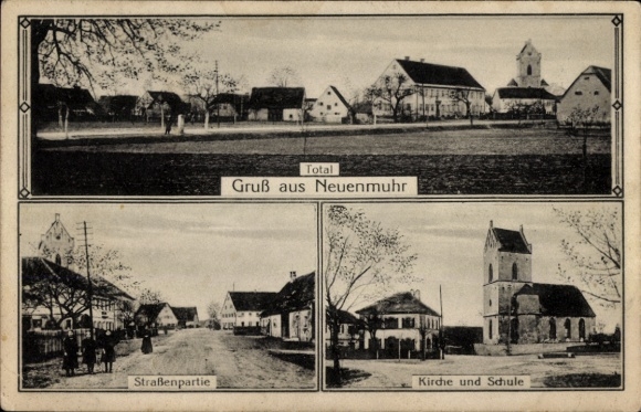 KP Neuenmuhr Muhr am See Środkowa Frankonia, dalekie ujęcie, scena uliczna, kościół, szkoła