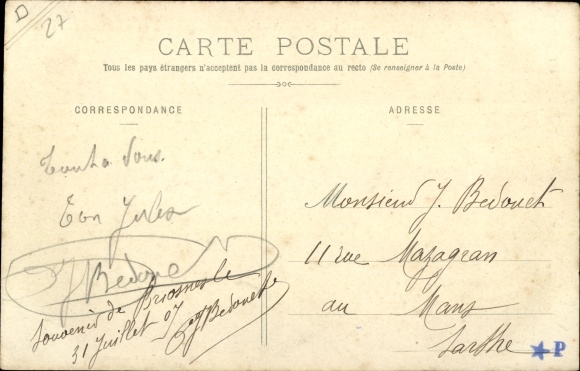 Postcard Brionne Eure, La Risle au Grand Pont, Ruderboot