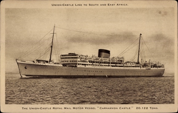 Ak Union Castle Line naar Zuid- en Oost-Afrika, Royal Mail, Carnarvon Castle