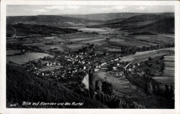 Ak Abenden Nideggen in der Eifel, Blick auf  Rurtal, Landschaft, Dörfer, Felder