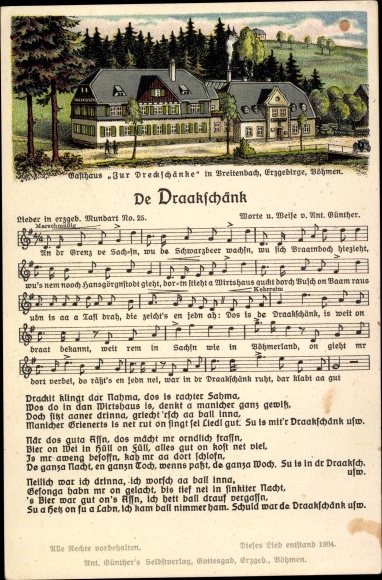 Song Postcard Da Draakschänk, Erzgebirgische Mundart No. 25, Inn Dreckschänke in Breitenbach